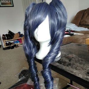 Grey/blue pigtail wig